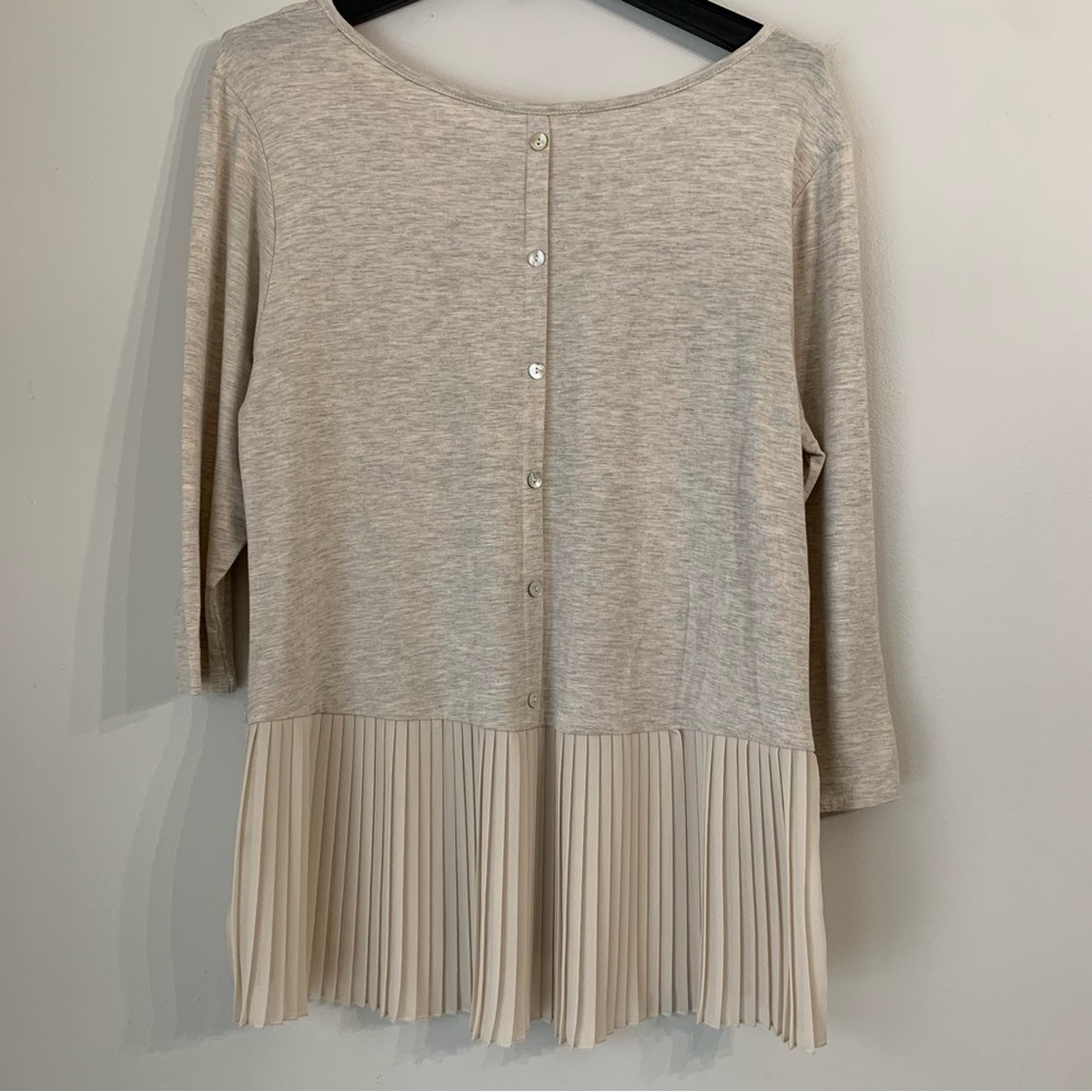PEBBLE and Stone Beige Top Peplum Button Back Size Large